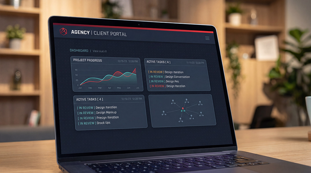 A white-labelled Signal*form client dashboard carrying an agency's own brand