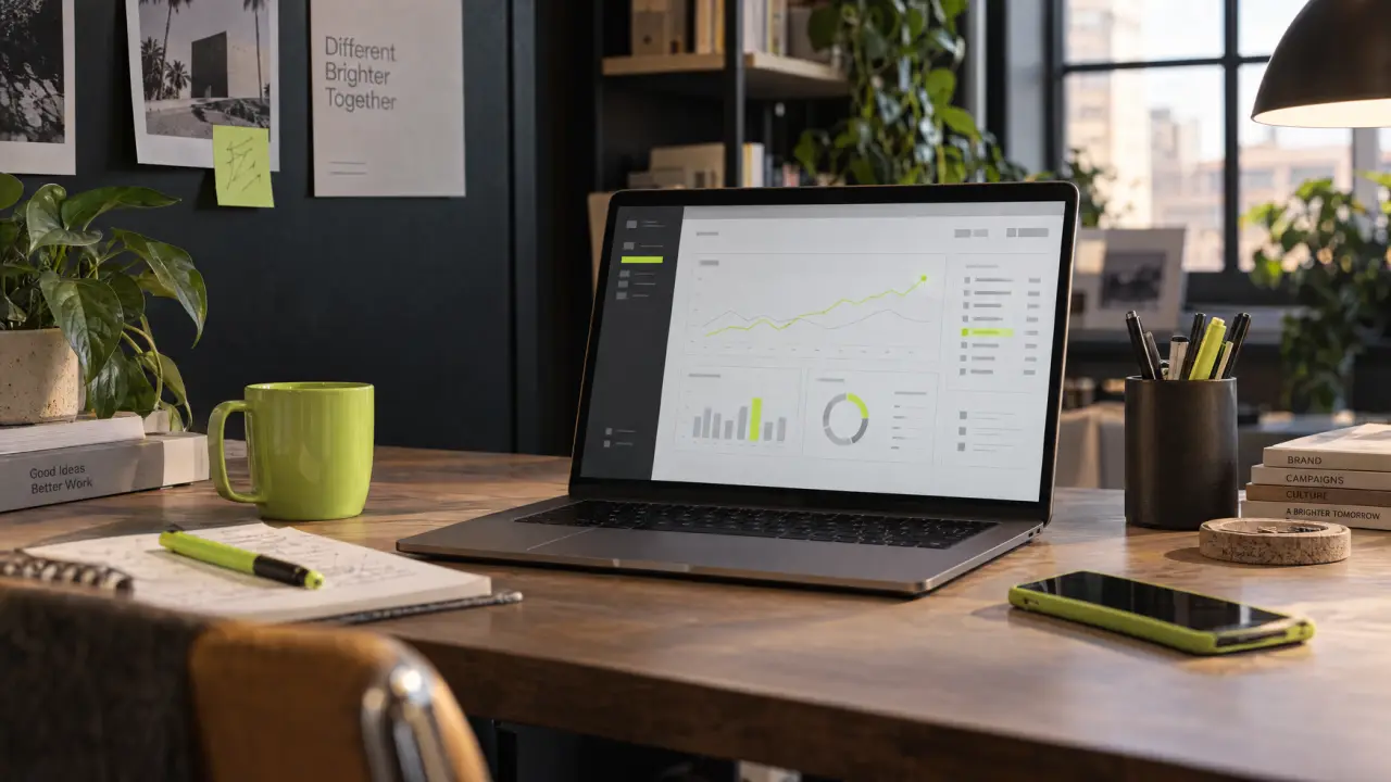 A laptop on a desk showing a client portal