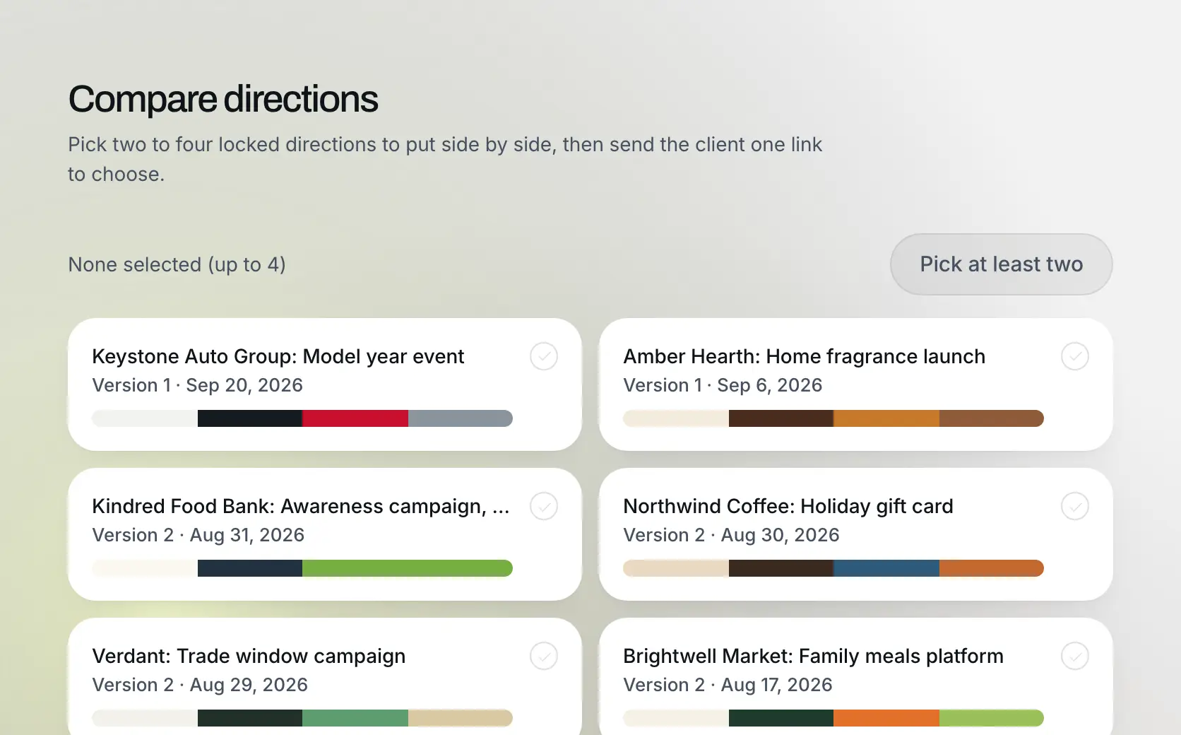 Client choice on a link: Example data